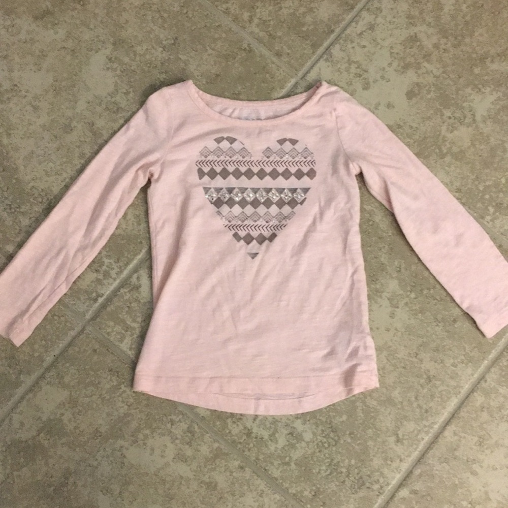 Little girls crystal heart tee